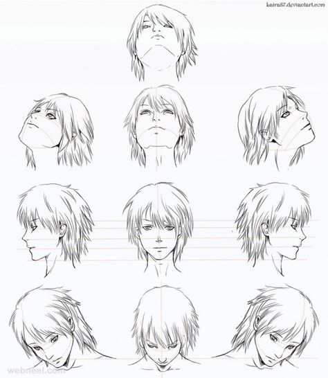 how to draw anime laira87 Perspective Face, Reference Anime, Reference Male, Anime Face Drawing, Sketch Reference, Head Angles, Healthy Videos, Face Angles, How To Draw Anime