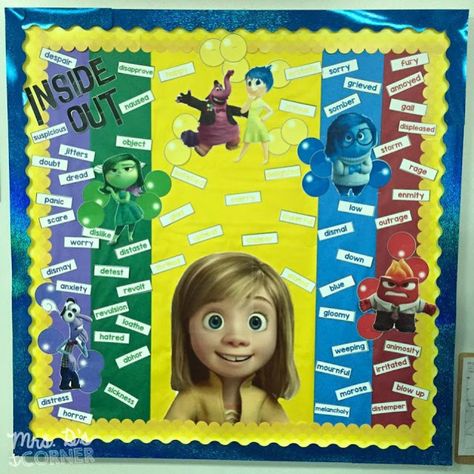 Emotions Bulletin Board, Inside Out Bulletin Board, School Counseling Bulletin Boards, Counseling Bulletin Boards, Inside Out Emotions, Education Tools, Child Life Specialist, Disney Classroom, Elementary Counseling