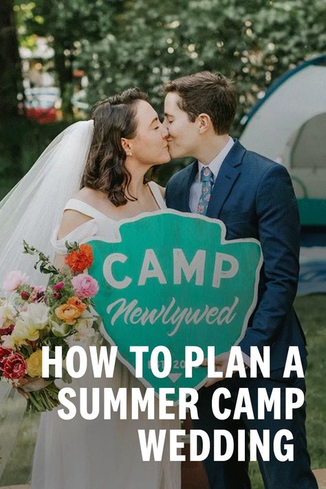 Camp Theme Wedding Ideas, Summer Camp Wedding Activities, Wedding Camping Ideas, Camp Themed Wedding Invitations, Outdoor Wedding Camping, Camp Weekend Wedding, Elegant Camp Wedding, Summer Camp Wedding Favors, Camp Wedding Activities