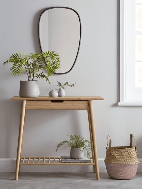 Tips for Decorating a Console Table in an Entryway Nordic Furniture, Console Table Design, Console Table Decorating, Hallway Console, Console Table With Drawers, Console Table Hallway, Wooden Console Table, Wooden Console, Luxury Home Furniture