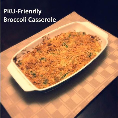 Pku Meals, Pku Food, Pku Diet, Pku Recipes, Casserole Broccoli, Easy Broccoli Casserole, Low Protein Foods, Nerd Food, Vegan Casserole