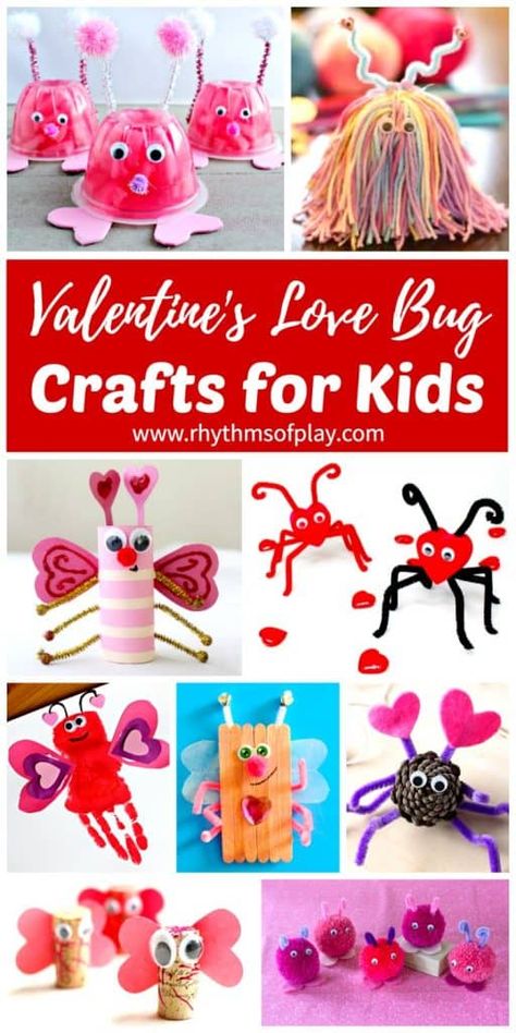 Bug Crafts For Kids, Valentine Craft Ideas, Craft Ideas For Preschoolers, Easy Valentine Crafts, Valentine Craft, Bug Crafts, Crafts For Teens To Make, Valentine's Day Crafts For Kids, Valentine Crafts For Kids