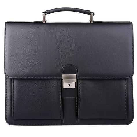 Jack&Chris Mens New PU Leather Briefcase Messenger Bag Laptop Bag, MBYX015 Lawyer Bag, Multifunction Storage, Black Leather Briefcase, Leather Briefcase Men, Laptop Bag For Women, Briefcase For Men, Business Bag, Leather Messenger Bag, Leather Briefcase