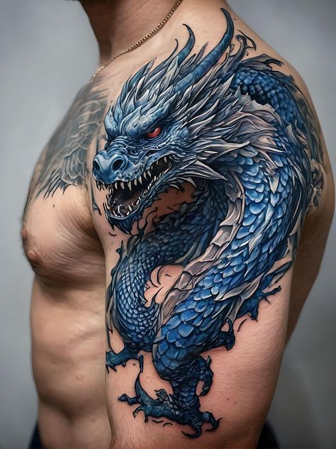 Dragon Artwork Tattoo, Dragon Tattoo Color, Realistic Dragon Tattoo, Color Dragon Tattoo, Simple Armband Tattoo, Dragon Tattoo Realistic, 3d Dragon Tattoo, Tato Irezumi, Dragon Tattoo Images