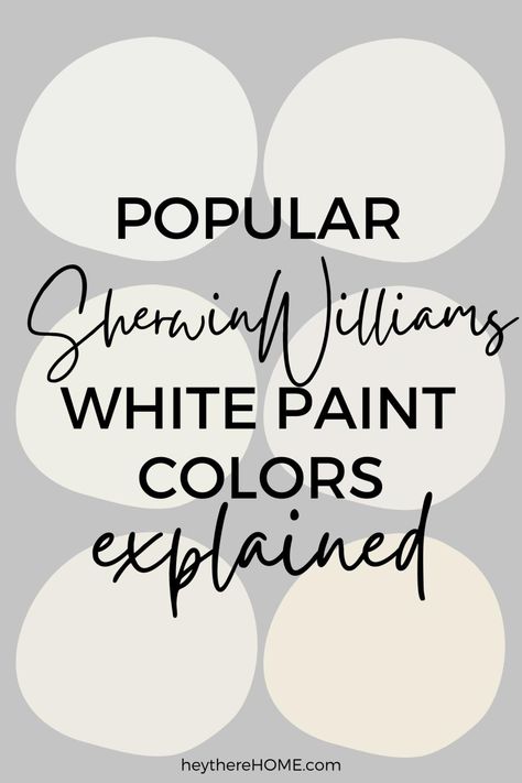 6 Top Sherwin Williams White Paint Colors Explained Sw Best White Paint Colors, Sherwin Williams Whole House Palette Farmhouse, Best White Paint For Bedroom Walls Sherwin Williams, Sherwin White Paint Colors For Walls, Sw Whites For Walls, White Wall Paint Sherwin Williams, Best Soft White Paint Colors, Sherwin Williams Cloud White, Best White Paint Colors Sherwin Williams