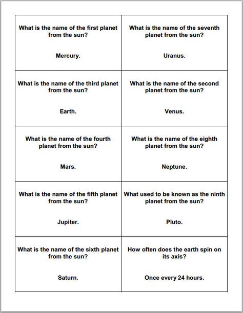 Astronomy and Planets Printable Trivia Question Cards Space Trivia Questions And Answers, Science Trivia Questions And Answers, General Knowledge For Kids, Quizzes Funny, Space Week, Science Trivia, Trivia Question, Board Classroom, Science Week