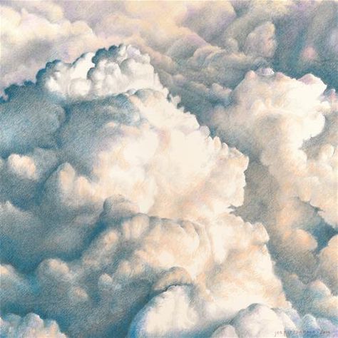 Daily Paintworks - "Clouds Over Wales II" - Original Fine Art for Sale - © Joe Fitzgerald Drawing Colored Pencil, Gold Art Painting, Art Charcoal, Colored Pencil Artwork, Art Matters, Art Appliqué, Illustrator Design, Colored Pencil Techniques, Cloud Drawing