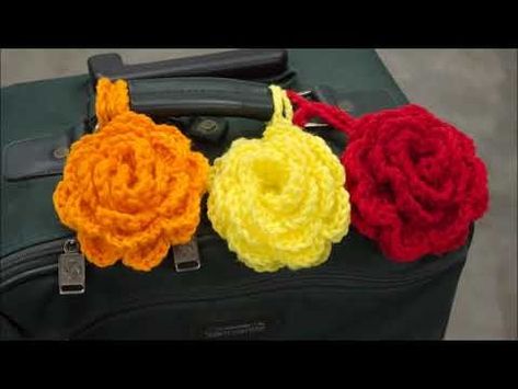 crochet luggage identifier - YouTube Crochet Suitcase Tag, Crochet Luggage Tags Free Pattern, Crochet Luggage Identifiers, Crochet Luggage Tags, Crochet Luggage, Luggage Identifiers, Suitcase Tags, Crochet Accessories, Luggage Tag