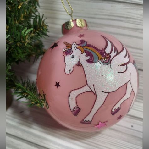 New Robert Stanley Pink Unicorn Ball 4" Glass Hanging Christmas Ornament 4 X 4 X 4 Inches Ships With Gift Box Stanley Pink, Robert Stanley, Pink Unicorn, Holiday Ornaments, Glass Ornaments, Christmas Ornament, Gift Box, Ships, Christmas Ornaments