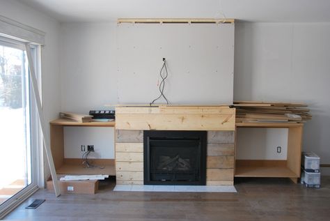 fireplace built in shelving 3 - via the sweetest digs Diy Fireplace Built Ins, Diy Fireplaces, Tv And Fireplace, Paint Stone, Natural Gas Fireplace, Build A Fireplace, Shiplap Fireplace, Fireplace Built Ins, Faux Fireplace