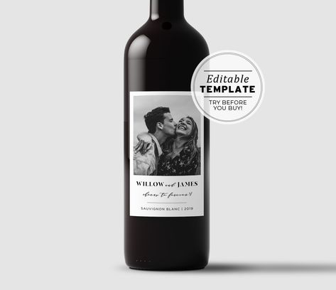 Wine Labels, Photo Wine Label Template, Minimalist Wedding Favor, Custom Wine Label, Personalized Gift, Wine Gift Label 001 Mr White - Etsy Customised Wine Bottles, Custom Wine Labels Wedding, Anniversary Wine Labels, Personalize Wine Bottle Labels, Photo Wine Label, Custom Wine Bottle Labels, Custom Wine Label, Wine Label Template, Custom Wine Bottles