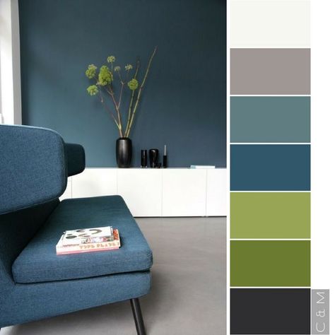 Blues and Greens Blue And Green Living Room, Wall Color Schemes, Colour Mood, Kitchen Colour, Deco Studio, Kitchen Decor Apartment, Kitchen Colour Schemes, Furniture Logo, Branding Projects