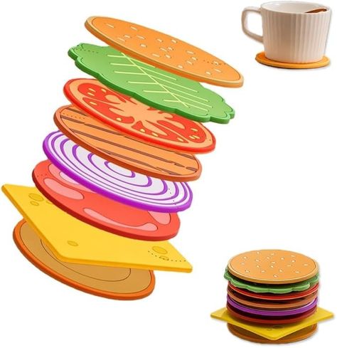 Amazon.com: Soznveg Drink Coasters Set, Hamburger Coasters Set of 8, Thickened PVC Table Coasters for Home Kitchen Decor, Waterproof Oilproof Cup Mat Cup Coasters for Table Protection, Suitable for Various Cups : Home & Kitchen Pvc Table, Home Kitchen Decor, Cup Coasters, Table Coasters, Entertainment Bar, Cup Coaster, Cup Mat, Drink Coasters, Home Decor Furniture