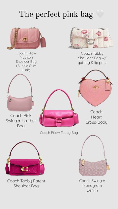 Coach Expensive Purses, Pink Coach Purses, Pink Bags, Trendy Heels, Aesthetic Shop, Girly Bags, Pink Handbags, Handbag Heaven, Bags Aesthetic