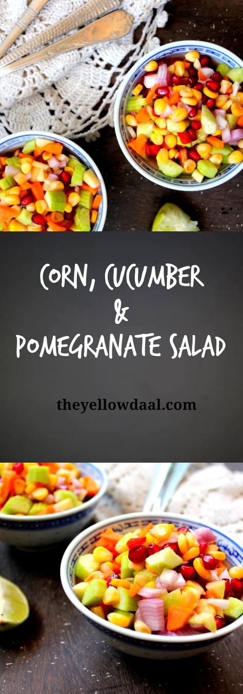 Corn And Pomegranate Salad, Veg Salad Recipes, Indian Salad, Veg Salad, Indian Salads, Pomegranate Salad, Veg Recipes, Indian Dishes, Eating Healthy