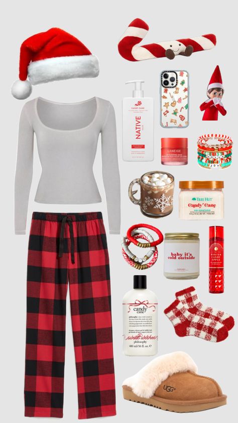 Preppy Christmas Outfit, Winter Christmas Outfits, Cozy Christmas Outfit, Sleepover Outfit, Girly Christmas Gifts, Cute Christmas Ideas, Christmas Fits, Christmas Dreaming, Pajama Outfit