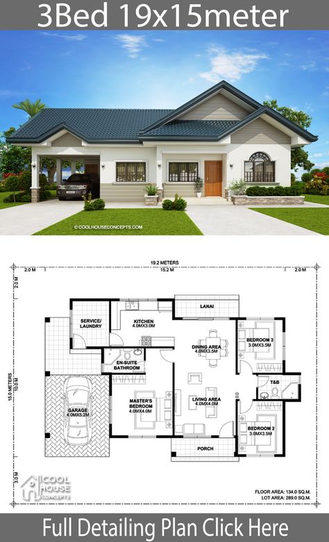 New Home Plan 143.48 Modern Bungalow House Plans, Modern Bungalow House Design, Houses Bloxburg, Three Bedroom House Plan, Bungalow Style House, Pelan Rumah, Eksterior Modern, Bungalow Style House Plans, Affordable House Plans