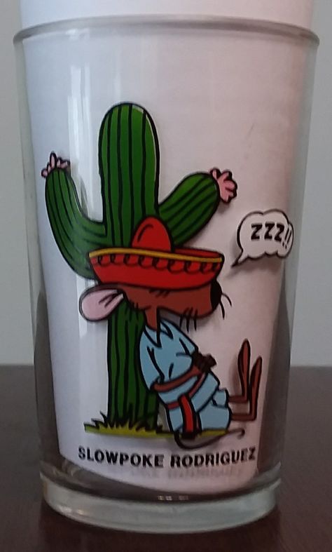 1984 Slow Poke Rodriguez glass Slow Poke Rodriguez, Glass Ware, Cartoon Drawings, Comic Book, Art Ideas, Planter Pots, Comic Books, Tableware, Tattoos