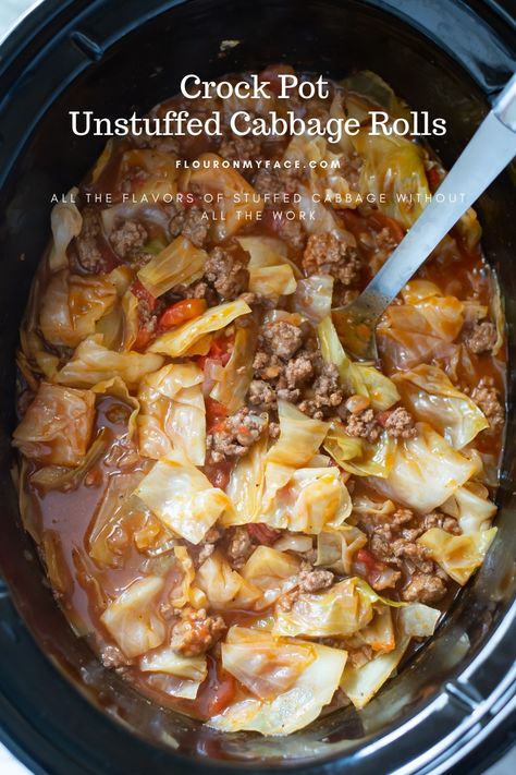 Enjoy the flavors of stuffed cabbage without all the work. Try this Crock Pot Unstuffed Cabbage Rolls recipe the next time you have a craving for ground beef, cabbage and tomato sauce Roast And Cabbage Crockpot, Slow Cooker Complete Meals, Cabbage Soup Crockpot, Crockpot Cabbage Recipes, Unstuffed Cabbage Rolls, Beef Cabbage, Stuffed Cabbage Rolls, Unstuffed Cabbage, Cabbage Roll