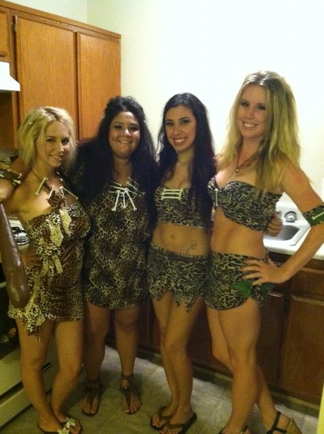 Cavewomen! DIY group costume for Halloween! Diy Cavewoman Costume, Cavemen Halloween Costume, Cave Women Costumes, Cavewoman Costume Diy, Cavewoman Halloween Costume, Cave Women Halloween Costume, Cave Woman Halloween Costume, Cavemen Costumes, Cave Woman Costume Diy