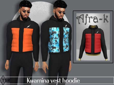 The Sims Resource - Kwamina vest hoodie Old Nikes, Sims 4 Cc Hair, Vest Hoodie, Cc Mods, Clothing Male, Sims 4 Game Mods, Male Clothing, Pj Shorts, Hoodie Vest