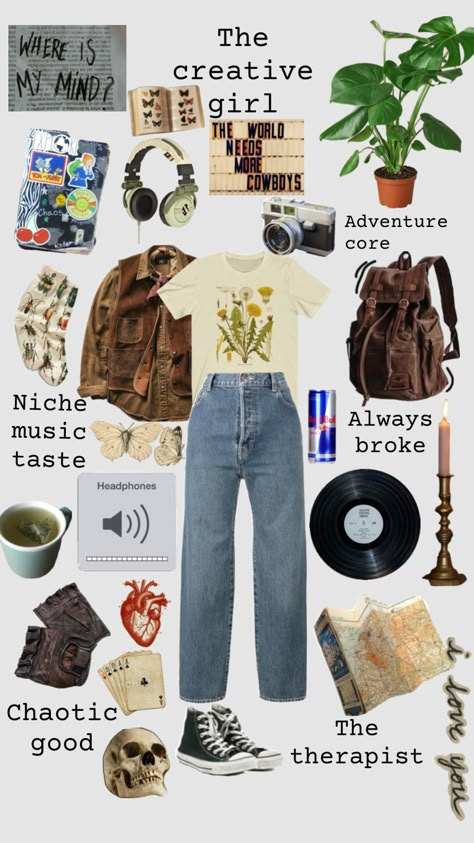 Music Student Aesthetic Outfit, Boho Artsy Fashion, Adventurecore Outfit Summer, Adventurecore Clothes, Adventurecore Fashion, Adventurecore Aesthetic Outfit, Adventure Core Outfits, Adventurecore Outfit, Cabincore Fashion