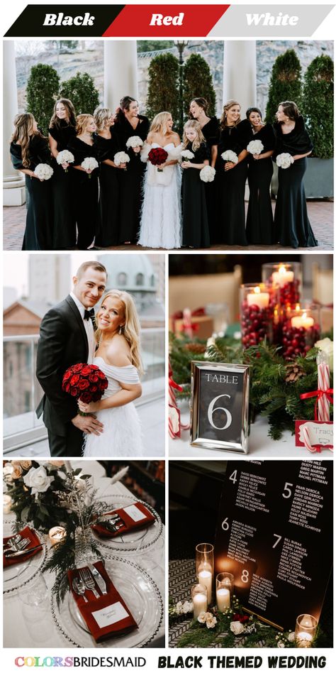 Black And White Hint Of Red Wedding, Red And Black Wedding Color Schemes, Black White And Dark Red Wedding, Black And White Wedding With Red Accent, Red And Black Western Wedding, White Black Red Wedding, Black White And Red Wedding Theme, Red White And Black Wedding Theme, Black White Red Wedding Theme