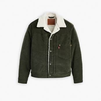 Type 1 Sherpa Trucker - Green | Levi's® US Sherpa Jacket, Green Jacket, Type 1, Vintage Look, Chest Pocket, Vintage Looks, The Old, Levi's, Vintage Inspired