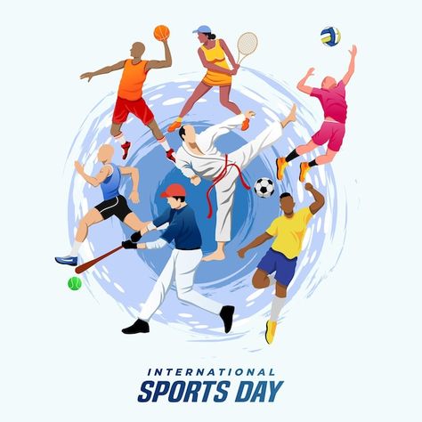 Sports Day Background, International Sports Day, Sports Day Banner, Sports Day Poster, Sports Illustrations Art, Dance Party Decorations, Sports Background, Army Drawing, Diy Gym Equipment