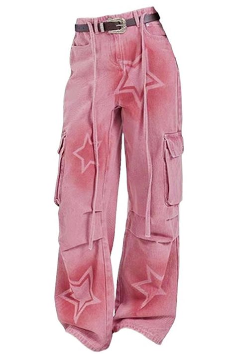 Y2K Graffiti Star Pink Jeans, pink baggy jeans, pink cargo pants, y2k clothes, 2000s fashion Girly Street Wear Outfits, Colored Jeans 2024, Pink Cargo Pants Outfits Winter, Aesthetic Clothes Jeans, Cargo Pants 2000s, Pink Baggy Jeans, 2000s Fashion Pink, Y2k Fashion Pink, Graffiti Pants