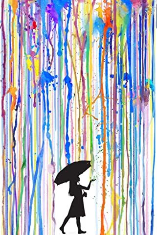 Rain Poster, Optical Illusion Paintings, Girl With Umbrella, Trippy Wall Art, Trippy Wall, Giant Poster, Art Optical, Rainbow Rain, Giada De Laurentiis