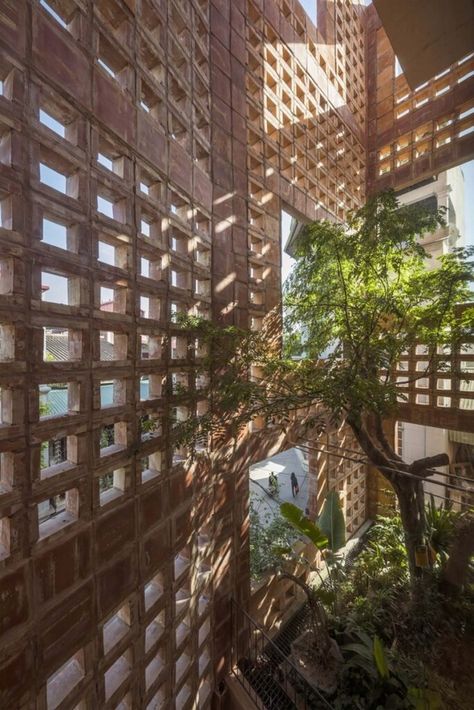 A Residential Design Where Nature Intertwines With Functionality | VTN Architects - The Architects Diary Vtn Architects, Thatched Roof, Brick Facade, Hanoi Vietnam, Brickwork, Residential Design, Modern Life, Architect Design, Sustainable Design