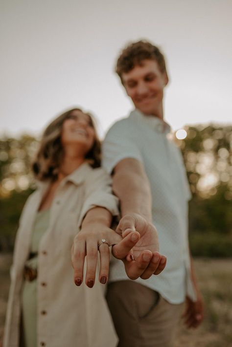 Fiance Photoshoot, Boho Engagement Dress, Fun Engagement Photo Poses, Engagement Dress Ideas, Hailey Rose, Boho Engagement Photos, Spring Home Decor Ideas, Engagement Shoots Poses, Engagement Announcement Photos