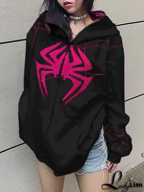 Men Brown Sp5der hoodie Spiderman Hoodie, Wolf Cuts, Sp5der Hoodie, Cool Shirt Designs, Black Spiderman, Hoodie Aesthetic, Crochet Fashion Patterns, Fall Coat, Oversized Jacket