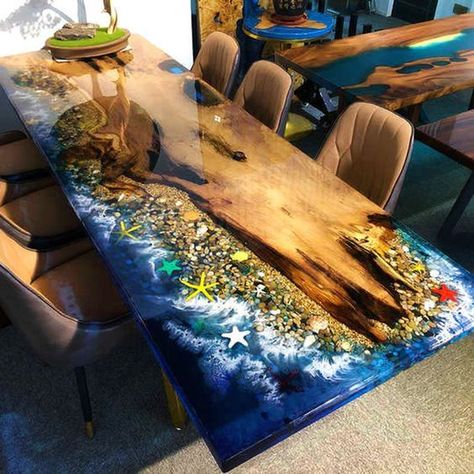 Ocean resin table,ocean epoxy resin,epoxy river table,resin ocean dining table,walnut epoxy table,epoxy coffee table,live edge dining Epoxy Wood Table, Wood Resin Table, River Tables, Resin Decor, Epoxy Table Top, Ocean Resin, Epoxy Resin Table, Collection Display, Clear Epoxy Resin