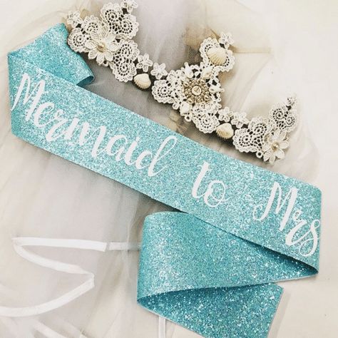 Mermaid Bachelorette Party Ideas, Bachelorette Party Ideas Decor, Headband And Veil, Mermaid Bachelorette Party, Mermaid Bridal Showers, Last Splash, Hen Party Sash, Mermaid Bachelorette, Mermaid Bride