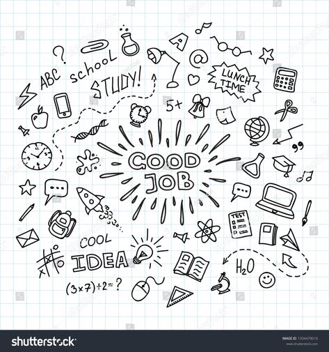 Hand drawn study doodles icons set. Vector illustration. School education concept. #Ad , #AD, #doodles#icons#study#Hand Motivation Doodle Art, English Doodles, Study Doodles, Motivational Paintings, Embroidery Journal, Illustration School, School Doodles, Abc School, Line Diagram