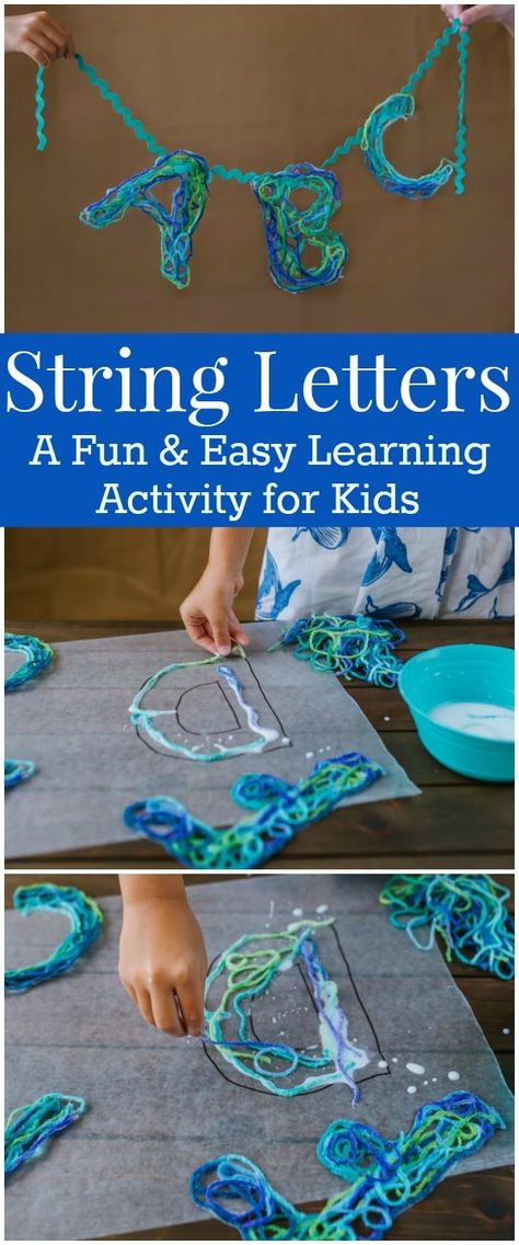 Game Ideas For Kids, String Letters, Easy Learning Activities, Letter Craft, Alphabet Games, Alphabet Crafts, Crafts For Boys, Kindergarten Art, Letter A Crafts