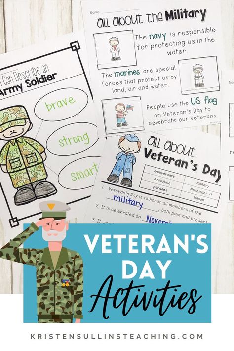 Veterans Day Activities For Kids, Veterans Day For Kids, November Teaching Ideas, Preschool Weekly Lesson Plans, Activities For First Grade, Veterans Day Activities, 2nd Grade Activities, Lesson Activities, First Grade Lessons