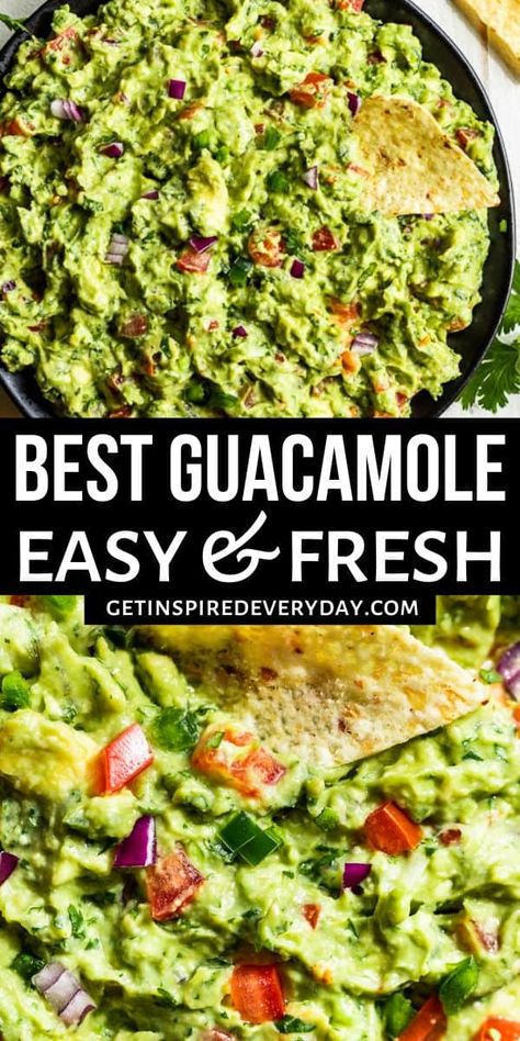 The Best Guacamole Easy Barbacoa Recipe, Easy Guacamole Recipe, Mango Salsa Salmon, Homemade Guacamole Recipe, Guacamole Ingredients, Guacamole Recipe Easy, Best Guacamole, Fresh Guacamole, Veggie Chips