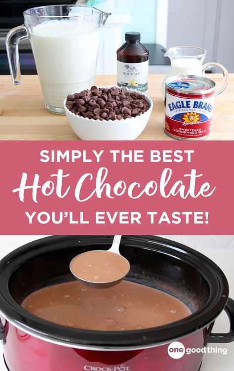 Crockpot Hot Chocolate, Best Hot Chocolate, Hot Cocoa Recipe, Cup Of Hot Chocolate, Cocoa Recipes, Christmas Hot Chocolate, Homemade Hot Chocolate, Chocolate Recipe, Chocolate Caliente