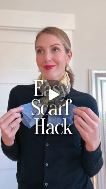 April Perrin | Wardrobe Stylist | Sustainability on Instagram: "Some of these scarf tutorials I’ve seen are not for the faint of heart, but I saw this one on Pinterest the other day and was able to get it down in two attempts! I love the bow effect on a basic cardigan. Chic and fun.   #fashionstylist #stylehacks #scarfstyle #scarftutorial #styletips #silkscarf #styleinspo #frenchgirlstyle #buylesschoosewell #sustainablefashion #vintagefashion" How To Tie A Square Scarf, Tiny Scarf Outfit, Scarf Hacks Tutorials, Scarf Ties Ideas, How To Tie A Scarf, Scarves Tying, Tying A Scarf, Scarf Tying Ideas, Scarf Tying Tutorial