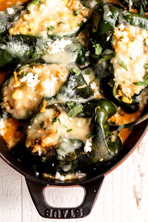 Baked Chile Relleno Recipe, Seafood Chili, Charred Peppers, Stuffed Chili Relleno Recipe, Chile Relleno Recipe, Shrimp Casserole, Relleno Casserole, Chile Relleno Casserole, Poblano Chili