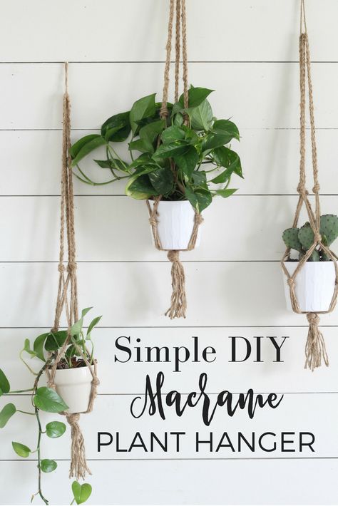 Simple DIY Macrame Plant Hangers with Video Tutorial. Cheap and easy DIY. Plant Holders Indoor, Macrame Hangers, Plant Diy, Koti Diy, Macrame Style, Macrame Plant Hanger Tutorial, Diy Wand, Diy Macrame Plant Hanger, Hanger Diy