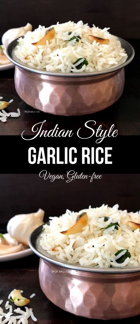 Garlic Rice Recipes, Grains Recipes, Garlic Rice, Indian Rice, Flavored Rice, Indian Foods, Rice Varieties, Easy Meal Ideas, Side Dish Recipes Easy