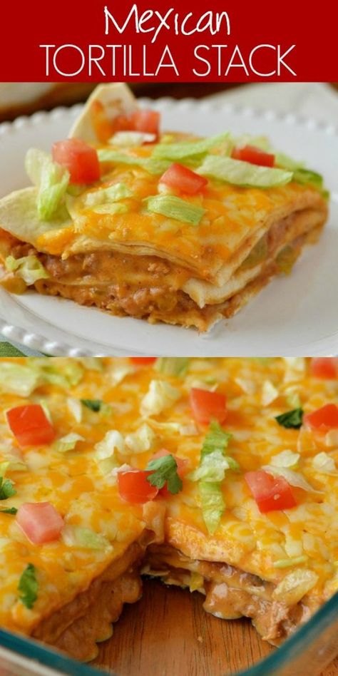 Hamburger Meat Tortilla Recipes, Meals With Flour Tortillas, Mexican Casserole With Flour Tortillas, Flour Tortilla Casserole Recipes, Tortilla Stack, Tortilla Casserole Recipes, Christmas Supper, Tortilla Recipes, Corn Tortilla Recipes