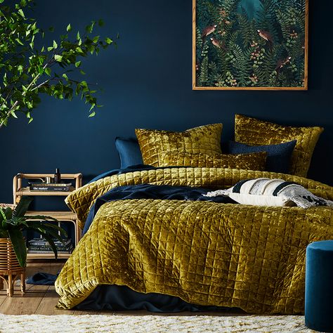 How to Use Chartreuse in Combination with Other Colours Simple Bed Designs, Bed Interior, Quilted Velvet, Wooden Bed Design, Bunk Bed Designs, Bed Design Modern, Simple Bed, House Bed, Blue Bedroom