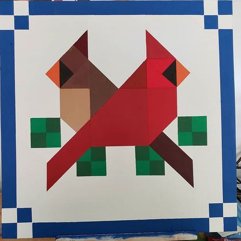 Bird Barn Quilt, Cardinal Barn Quilt, Vogel Quilt, Bird Quilt Blocks, Bird Barn, Painted Barn Quilts, Barn Quilt Designs, Barn Art, Barn Quilt Patterns