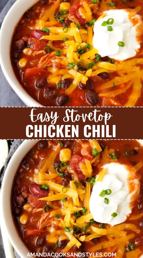 Chili Recipe Ground Chicken, Chicken Lentil Chili, Quick Chicken Chili Recipe, One Pot Chicken Chili, Chicken And Black Bean Chili, Chicken Tortilla Chili, Shredded Chicken Chili Recipe, Ground Chicken Chili Recipe Healthy, Chilli Recipe With Corn