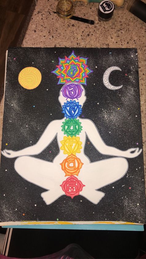 Art is my favorite form of meditation. This is my 1st spiritual painting & I really enjoyed painting it. Spiritual Art Drawings, Spiritual Art Painting, Spiritual Drawings, Vinyl Art Paint, Creative Items, Spiritual Paintings, Angel Energy, Soul Ties, Paint Night